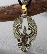 Mens Slavic Viking Phoenix Fire Bird Antique Gold Color Pendant Necklace 96-4