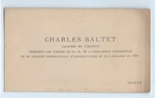 1900 Charles Baltet business card Paris World's Fair, French agricultural expert