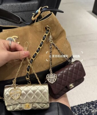 NEW 25A Chanel Extra Mini Classic Flap Bag Brown Charm Gold Pearl