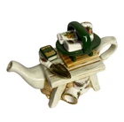 SUPERB ROYAL ALBERT OLD COUNTRY ROSES GARDEN BENCH TEAPOT MINIATURE GREEN BASKET