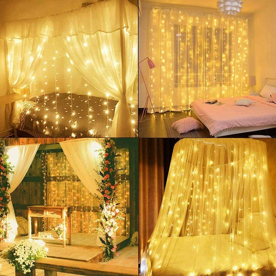 Twinkle Star 300 LED Window Curtain String Light Outdoor Indoor Wall Decorations - Image 2 of 4