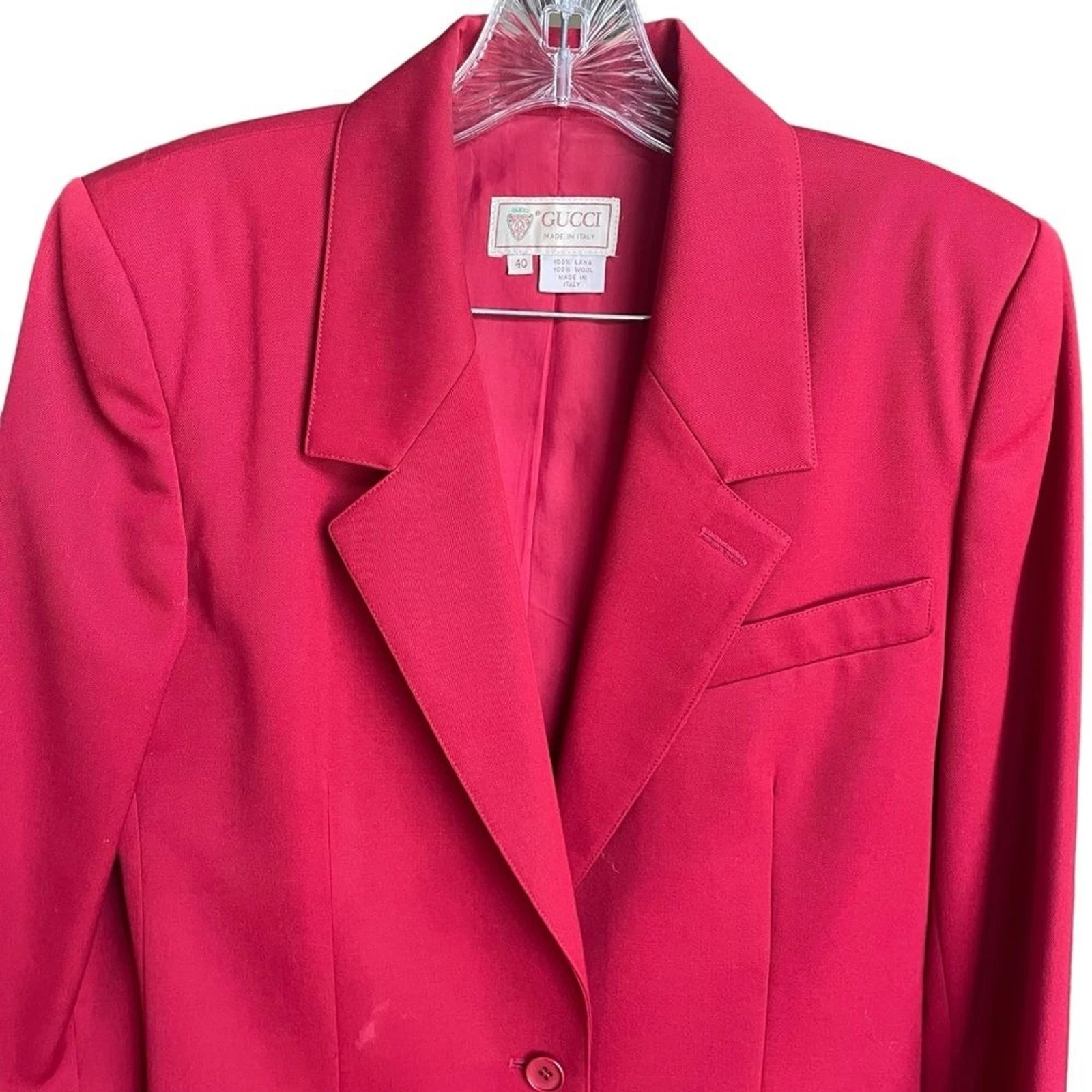 GUCCI Vintage Anni '70 Gonna Abito 100% Lana Rosso Made In Italy Taglia 40IT S 4US