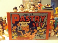 Vintage Childs Pastry Set Original Box Only / GREAT GRAPHICS TO DECORATE KITCHEN