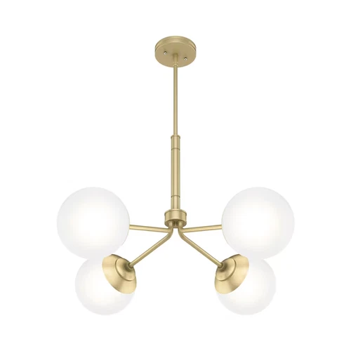 Modern Brass Four Light Chandelier Hepburn Collection New in Box Fixture - Picture 4 of 9