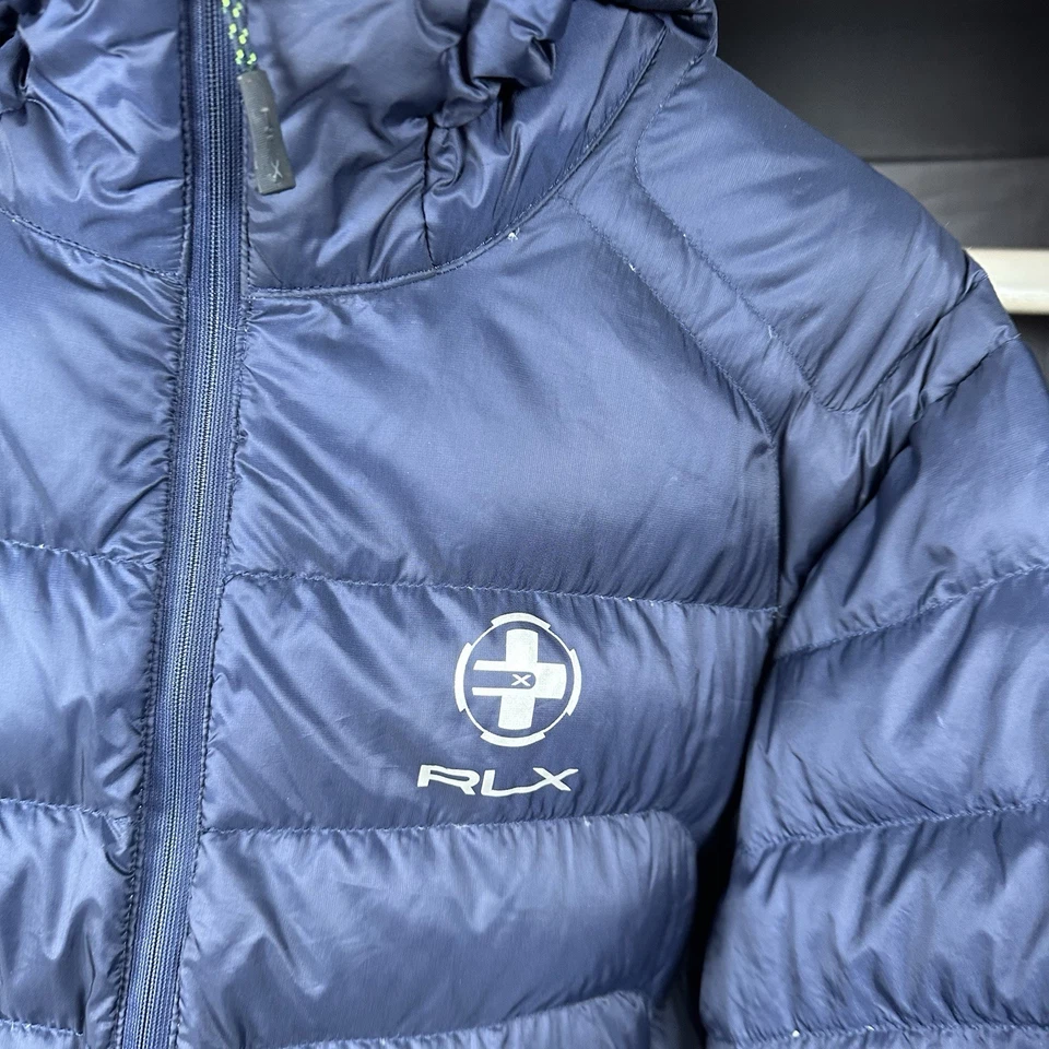 Chaqueta acolchada Polo Sport Ralph Lauren RLX plumón talla mediana M abrigo azul con capucha Foto 3 de 4