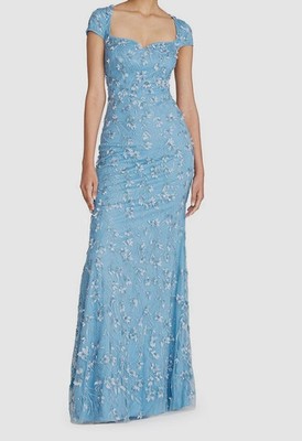 Theia Bree 3-D Floral Petal Sequin Embellished Maxi Gown   Size:10    $1095  NWT