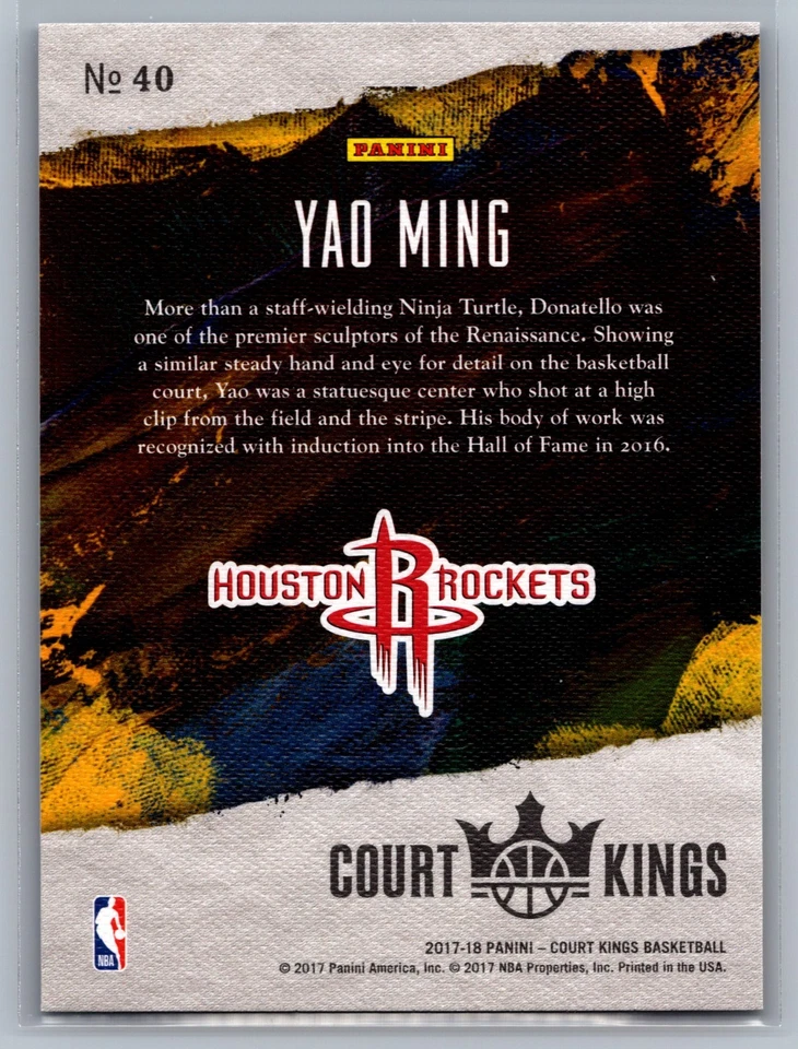 Yao Ming 2017-18 Panini Court Kings Renaissance Men SP #40 Houston Rockets - Image 2 of 2