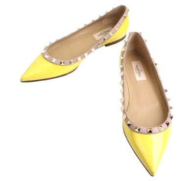 Valentino Flache Schuhe Rockstud in Gold 37,5 26810938
