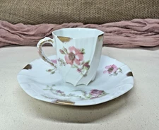 Vintage Demitasse Limoges Strawbridge Tea Cup Saucer 4 1/2"