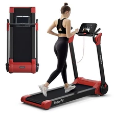 SuperFit Folding Treadmill 2.25HP Walking Jogging Machine w/ LED Display (Red)