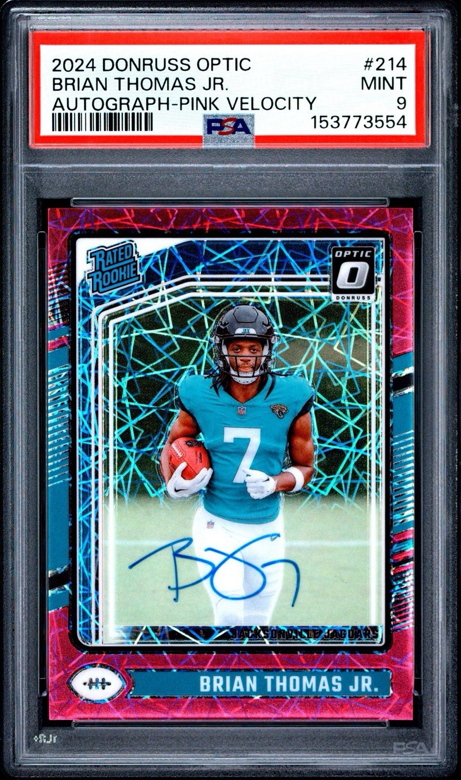 2024 Optic Bryan Thomas Jr. Rookie Pink Velocity Auto /50 PSA 9