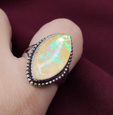 Australian Triplets Opal Gemstone Handmade 925 Sterling Silver Jewelry Ring