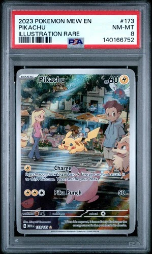2023 POKEMON MEW EN-151 ILLUSTRATION RARE #173 PIKACHU PSA 8