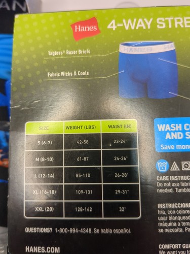 Hanes Boy's X-Temp Tagless Boxer Briefs, 7 Count, Size XXL 20 New Open Boxes - Picture 3 of 8
