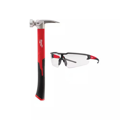 19 Oz. Smooth Face Poly/Fiberglass Handle Hammer and Clear Safety Glasses Anti-S