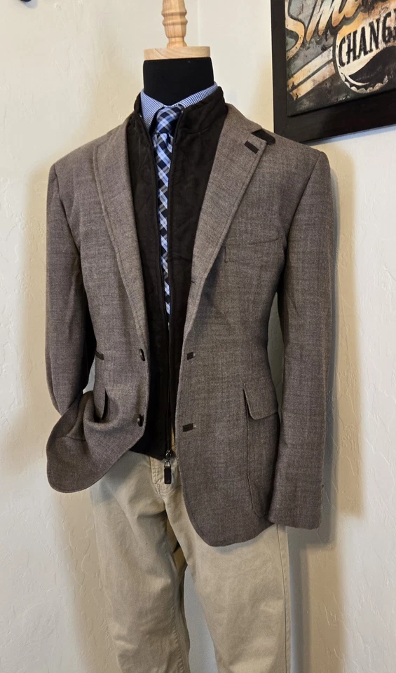 Jaqueta Stafford Hacking Blazer 46R Slim Casaco Esportivo Ingresso/Remendo Bolsos Babador - Imagem 3 de 4