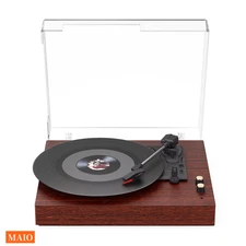 Record Player Bluetooth Vintage Audio Turntables 3-Speed 33/45/78RPM Vinyl Spinn