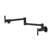 Matte Black Pot Filler Faucet Wall Mount Folding Kitchen Faucet Double Joint ...