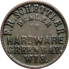 1864 Green Bay Wisconsin Civil War Token F R Schettler R5