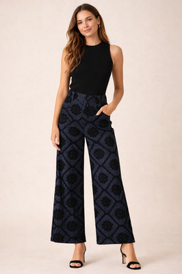 Anthropologie Ett:twa Embroidered Eyelet Pants 0 NWT Navy Pinstripe Wide Leg