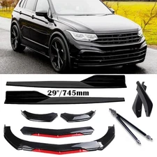 For Volkswagen Tiguan Front Bumper Lip Splitter Spoiler Glossy Black Side Skirt