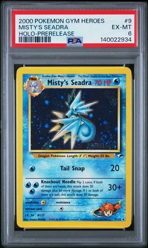 Pokémon TCG Misty's Seadra Gym Heroes Holo Rare Prerelease 9/132 PSA 6 2000