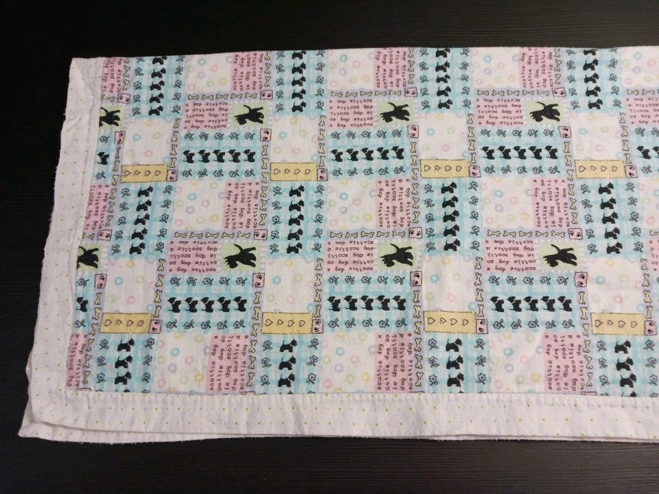 Handmade Baby Blanket Flannel SCOTTIE DOGS Scottish Terrier 30x30 - Image 3 of 4