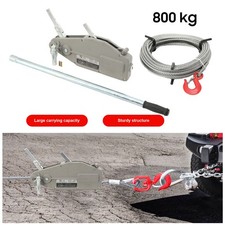 Wire Rope Puller Hand Winch Rope Hoist w/ 20M Rope for Lifting and Pulling 800KG