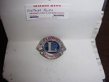 Lion's Club Lions International Silver Tone Belt Buckle w/ Red  Blue