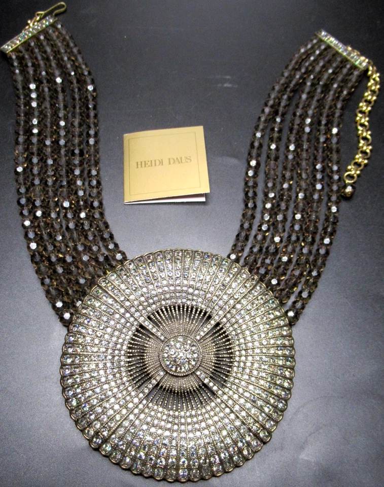 Collar colgante con cuentas de cristal de cuarzo ahumado HEIDI DAUS en caja original! Foto 2 de 4