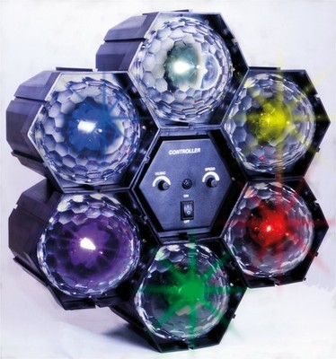 FX LAB 6-Wege LED Kristall Pod Licht mit integriertem Sound zur Lichtsteuerung Party DJ