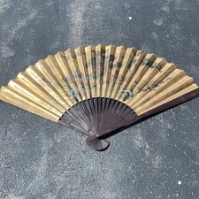 Large Vintage Gilt Oriental Wall Art Folding Fan 66  X 38  