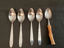 Grapefruit Serrated Set Of 5 Stainless Steel Spoons Taiwan Unbranded Preowned