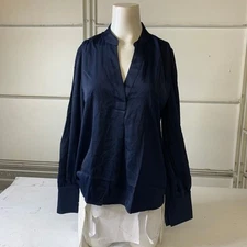BANANA REPUBLIC FACTORY Crepe Volume-Sleeve Blouse Women's Size S Navy