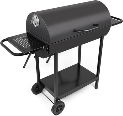 Premium Heavy Duty Double Charcoal Grill with Side Shelves for Outdoor BBQ