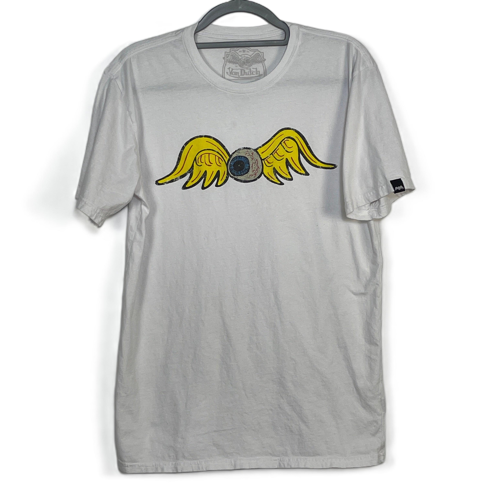 Vintage Von Dutch White Flying Eyeball Graphic Tee Medium