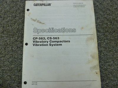 Caterpillar Cat CP563 CS563 Compactor Vibration Sys Service Specification Manual