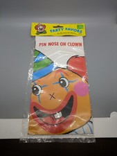 Pin The Nose On The Clown Vintage Birthday Party Game Kids Favor New Sealed M 