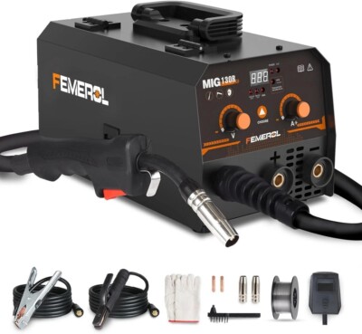 MIG Welder,2 in 1 Flux core/Stick Welder,130Amp 110V Gasless MIG Welding Machine