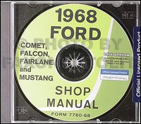 1968 Ford Shop Manuell CD Mustang Ranchero Torino Fairlane Futura Falcon Repair