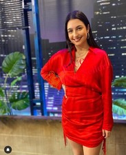 ZARA NEW WOMAN DRAPED SATIN EFFECT DRESS RED REF: 4688/303