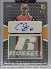 2021 LEAF PERFECT GAME ORANGE CARSTEN SABATHIA LOGO PATCH AUTO # 1/1