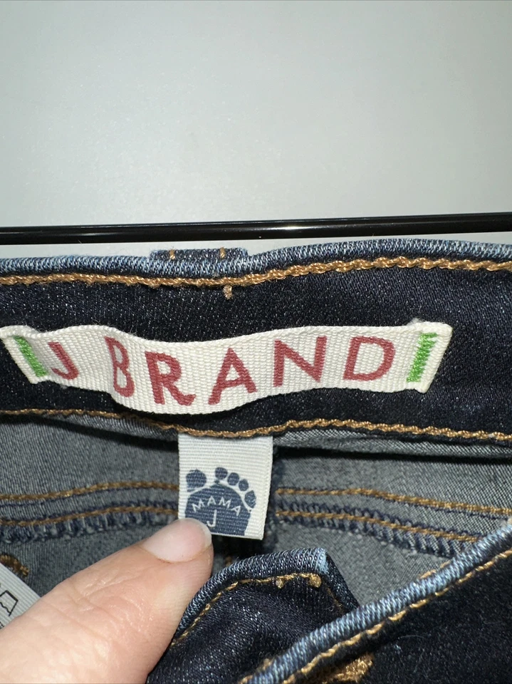 J Brand Mama J Maternity Jeans Sz 31 Dark Starless Skinny Side Panel Elastic H42 - Image 3 of 4