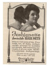 1918 Colonial QUality FASHIONETTE Hair Net Vintage Print Ad