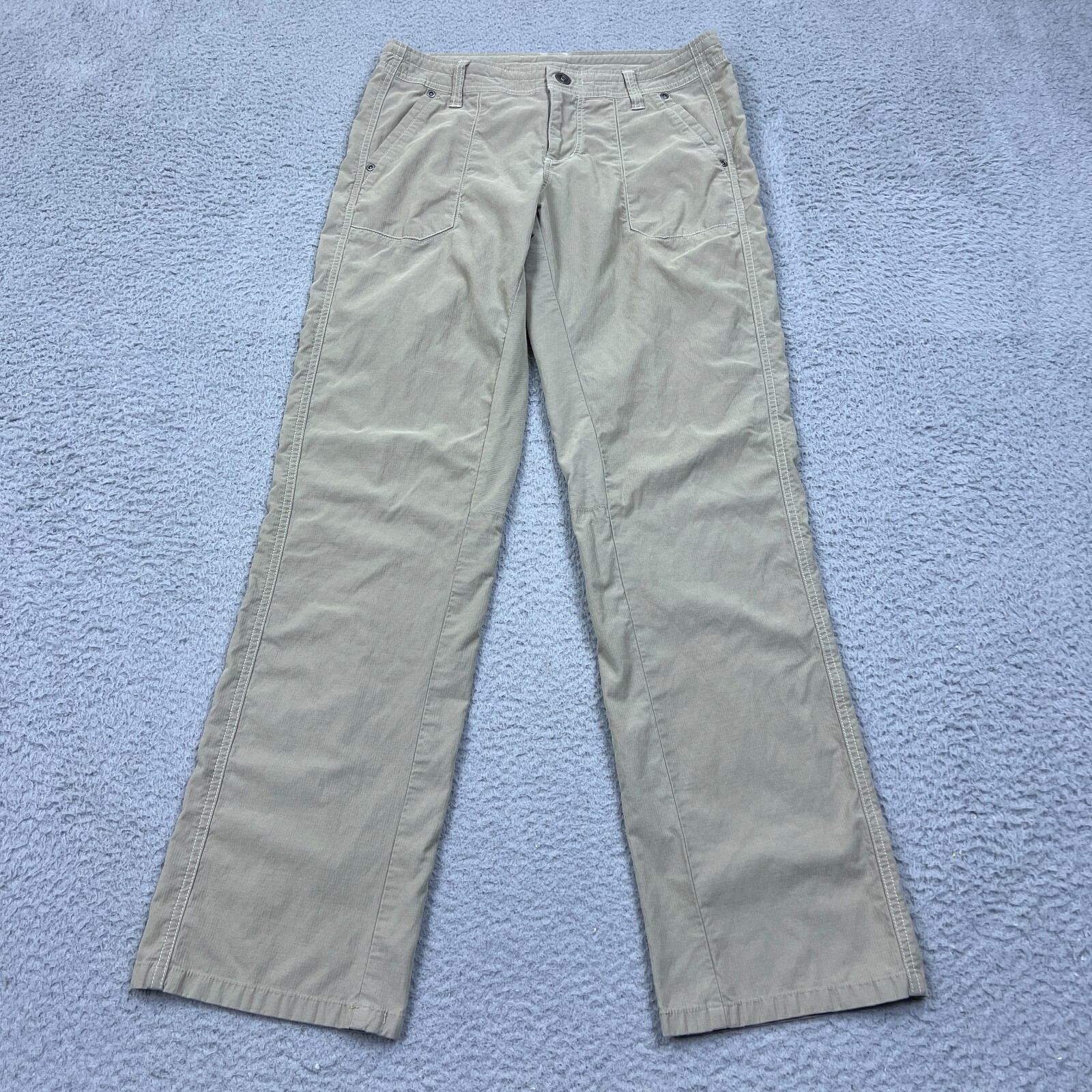 Kuhl Pants Womens 8 Beige Flat Front Mid Ripstop Outdoors Hiking Cotton Stretch