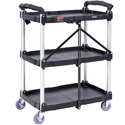 Olympia Tools 2-Shelf Heavy Duty Rolling Utility Cart - 500 Lb Capacity, Black