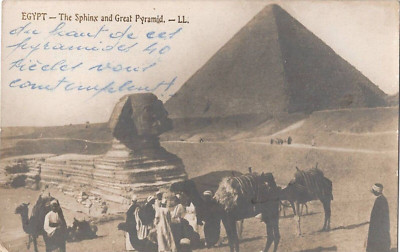 c1910s Egypt RPPC Great Sphinx of Giza Pyramids Real Photo Postcard