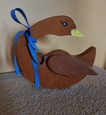 Handcrafted Wooden Duck Goose Figurine Wall Hanging Folk Art Rustic Wildlife 6"