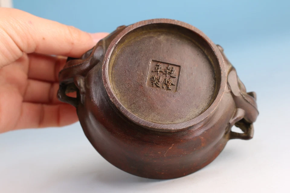 Chinese Bronze dragon Statue Figurine Home Decor incense burner pot Foto 4 de 4