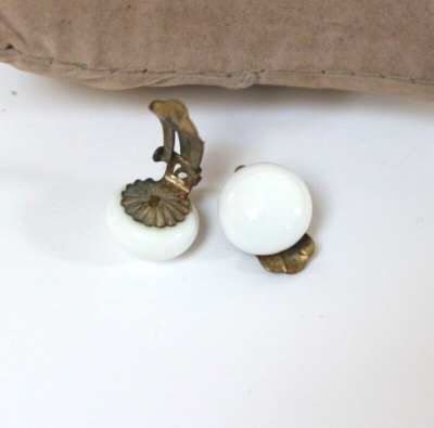 Boucles D'oreilles Clips Vintage En Verre Noir - Bijou Rétro Occasion - Sans Marque